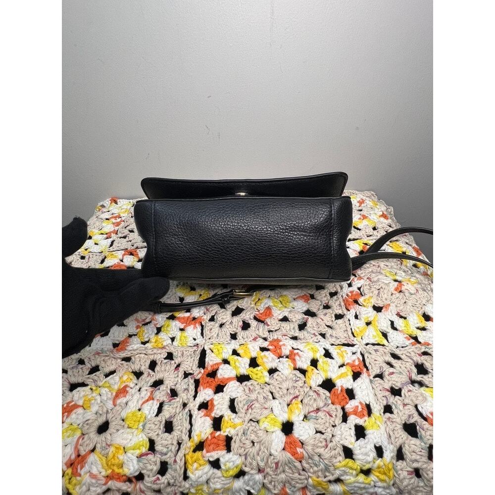 Tory Burch Black Pebbled Leather Flap Crossbody Bag Adjustable Strap - Picture 3 of 11